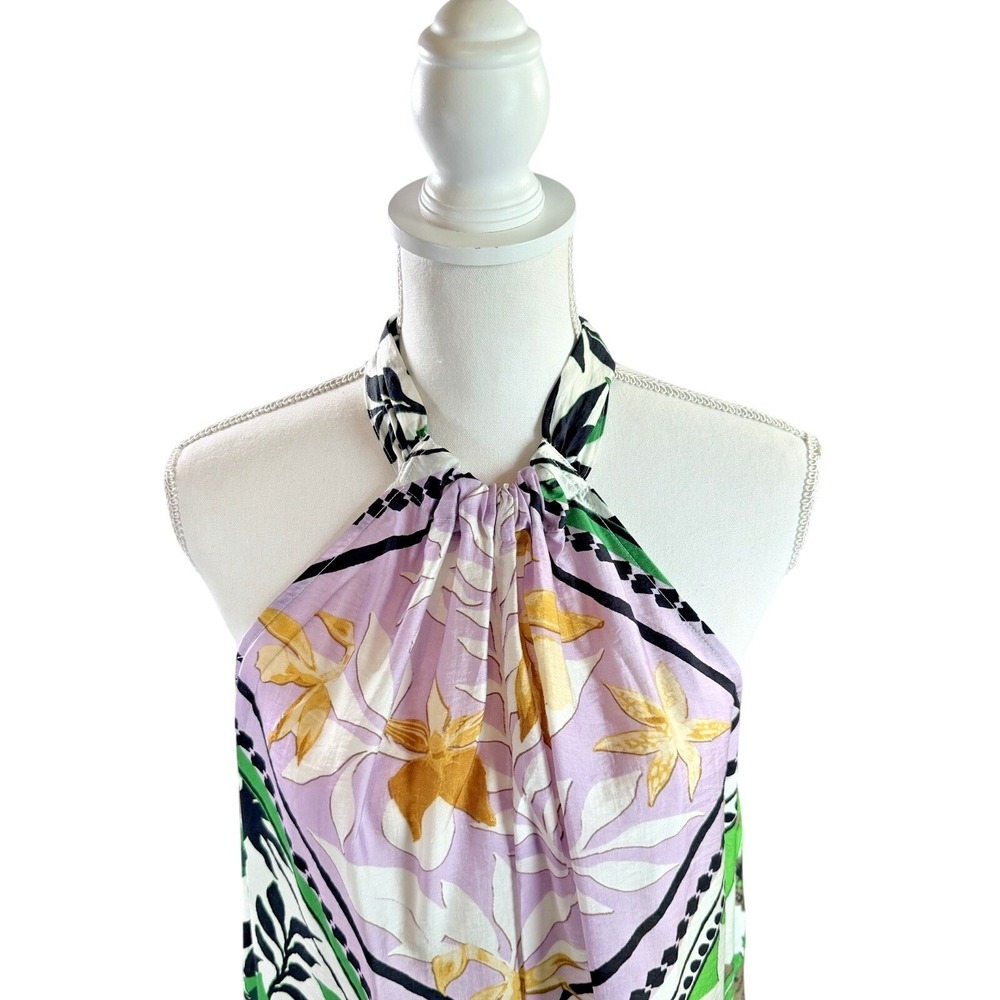 INC Women's Halter Blue Green & Lavender Floral Print Midi Scarf Dress Sz M NWT - Picture 4 of 12